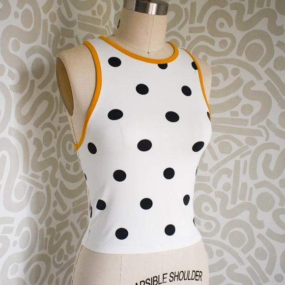 Polka Dot Stretch Cropped Top - Picture 1 of 7